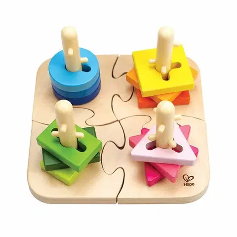 Dřevěné hračky Hape Kreativní dřevěné puzzle, 19,7 x 11,6 x 19,7 cm