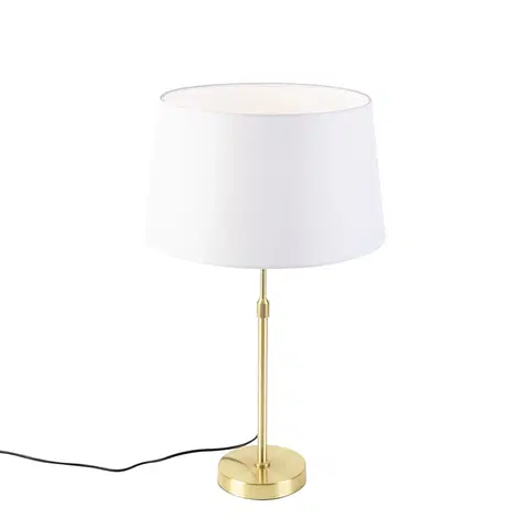 Stolni lampy Stolní lampa zlatá / mosaz s plátěným odstínem bílá 35 cm - Parte