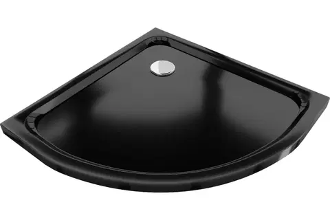 Sprchové vaničky Sprchová vanička polokruhová MEXEN SLIM černá, 80x80 cm + sifon