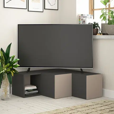 Televizní stolky Televizní stolek COMPACT antracit hnědý
