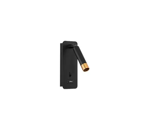 Svítidla  Nástěnné bodové svítidlo s USB nabíječkou 1xG9/35W/230V černá/zlatá 