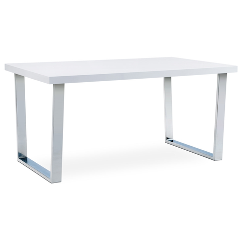 Jídelní stoly Jídelní stůl NAVOLATO II 150x90 cm, bílý lesk/chrom