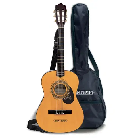 Hračky BONTEMPI - Dřevěná kytara 92 cm s popruhem přes rameno s taškou