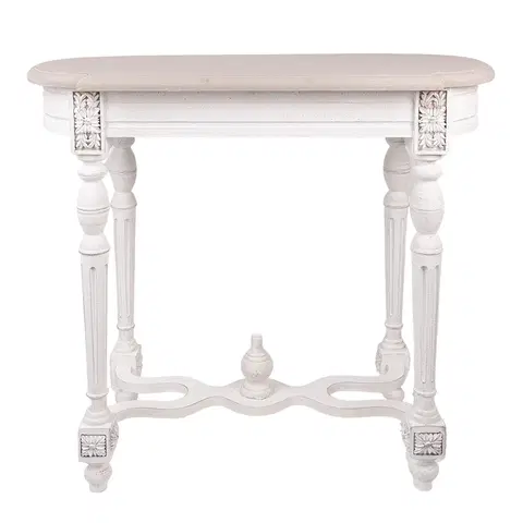 Konferenční stolky Bílý antik konzolový stolek s vyřezávanými nohami Gilline - 80*40*75 cm Clayre & Eef 5H0600