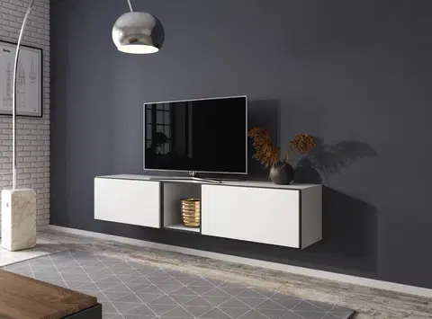 Obývací stěny Artcam Sestava do obývacího pokoje ROCO 10 roco: korpus bílý mat / okraj černý mat / dvířka bílý mat