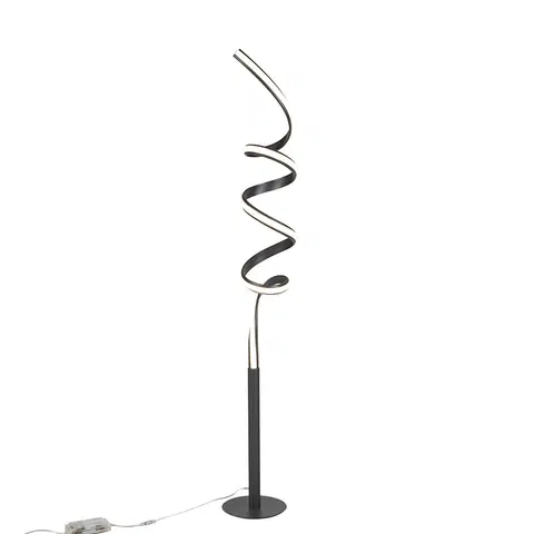 Stojaci lampy Designová stojací lampa černá včetně LED a stmívače - Twisted