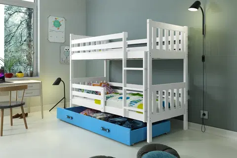 Postele BMS Patrová dětská postel CARINO | 80 x 190 cm Barva: bílá / modrá
