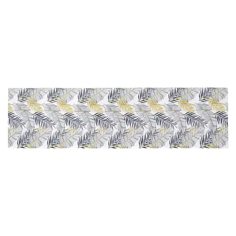 Ubrusy Běhoun Listy bílá, 150 x 40 cm