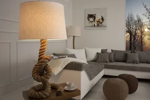 Designové a luxusní stojící lampy Estila Designová stylová stolní lampa Marinero 85cm přírodní krémová