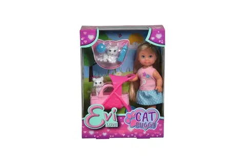 Hračky panenky SIMBA - Panenka Evička s kočárkem pro kočičky