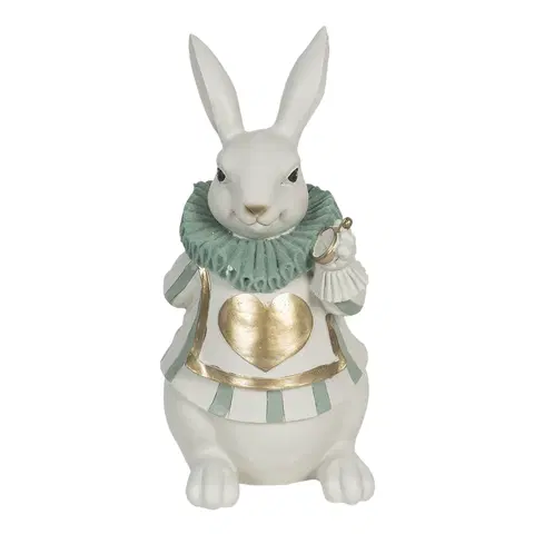 Velikonoční dekorace Dekorace králíka se zlatým srdíčkem - 17*14*33 cm Clayre & Eef 6PR3154