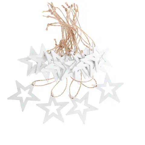 Vánoční dekorace Sada vánočních dřevěných ozdob Hvězda bílá, 18 ks