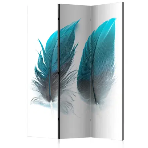 Paravány Paraván Blue Feathers Dekorhome 135x172 cm (3-dílný)