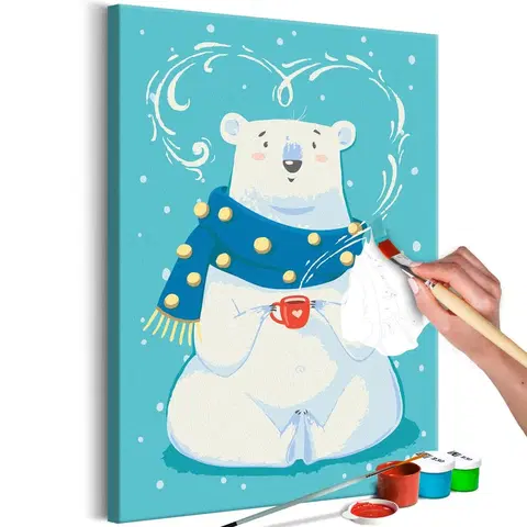 Malování podle čísel Obraz malování podle čísel medvěd s horkou čokoládou