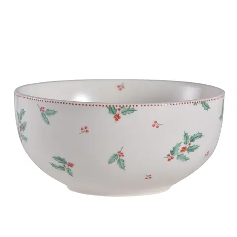 Mísy a misky Porcelánová miska s cesmínou Holly Christmas - Ø 14*7 cm / 500 ml Clayre & Eef HCHPU