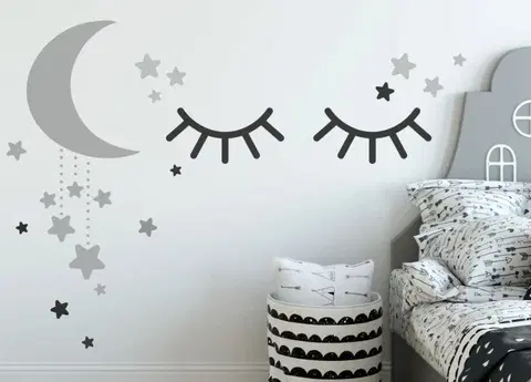 Pohádkové postavičky Krásná šedá černá nálepka na zeď spánek