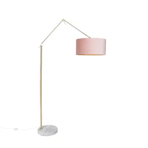 Stojaci lampy Moderní stojací lampa zlaté sametové stínidlo růžová 50 cm - Redakce