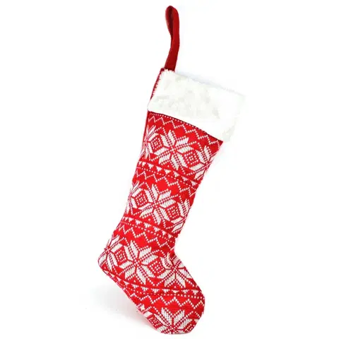 Vánoční dekorace Vánoční textilní bota pletená, 45 cm, červená
