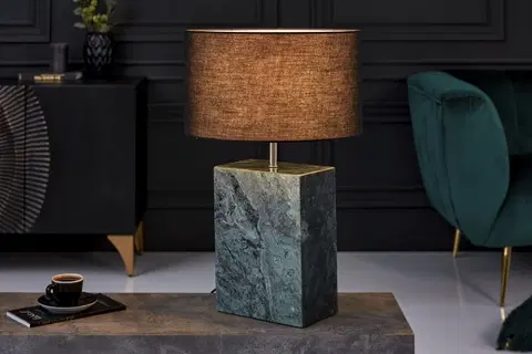 Luxusní a designové stolní lampy Estila Art deco stolní lampa Miracul v zeleném provedení s mramorovou obdélníkovou podstavou 55cm