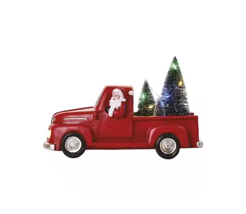 Vánoční osvětlení  DCLW09 LED dekorace – Santa v autě s vánočními stromky, 10 cm, 3x AA, vnitřní, multicolor