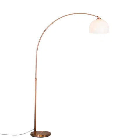 Obloukove lampy Moderní oblouková lampa měděná s bílým stínidlem - Arc Basic