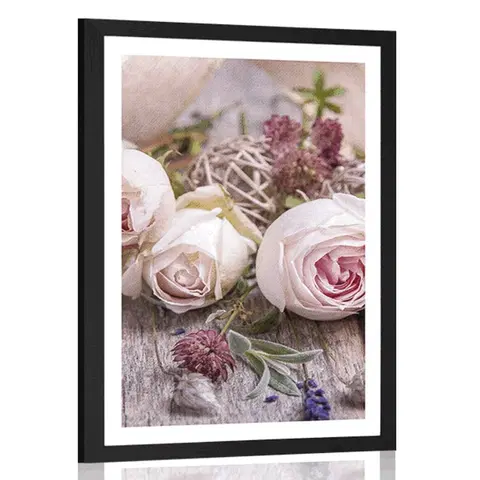 Květiny Plakát s paspartou slavnostní květinová kompozice růží