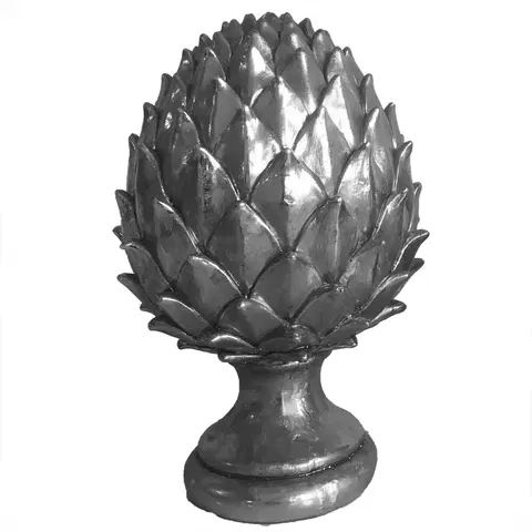 Různé luxusní dekorace a doplňky Estila Stylová stříbrná dekorační soška Borová šiška z keramiky 30cm