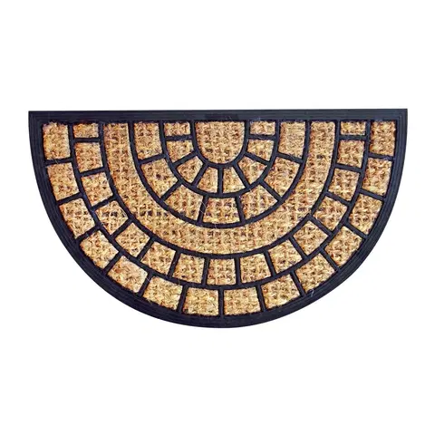 Koberce a koberečky Toro Kokosová rohožka Squares půlkruh, 40 x 70 cm