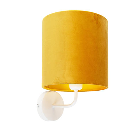 Nastenna svitidla Vintage nástěnná lampa bílá se žlutým sametovým odstínem - Matt