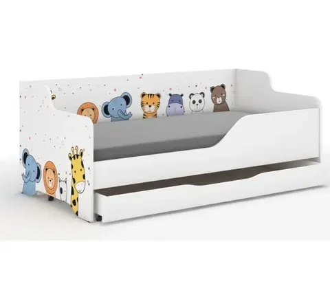 Dětské postele Dětská postel s pohádkovými zvířátky 160x80 cm