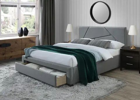 Postele HALMAR Čalouněná postel Loky 160x200 cm šedá