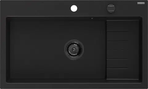 Sifony k pračkám MEXEN/S Omar granitový dřez 800 x 480 mm, černá, černý sifon 6520801005-77-B