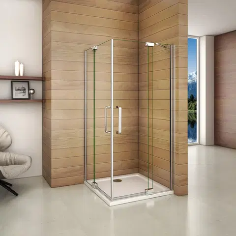 Sprchové vaničky H K Obdélníkový sprchový kout AIRLINE R108, 100x80 cm, se dvěma jednokřídlými dveřmi s pevnou stěnou, rohový vstup včetně sprchové vaničky z litého mramoru