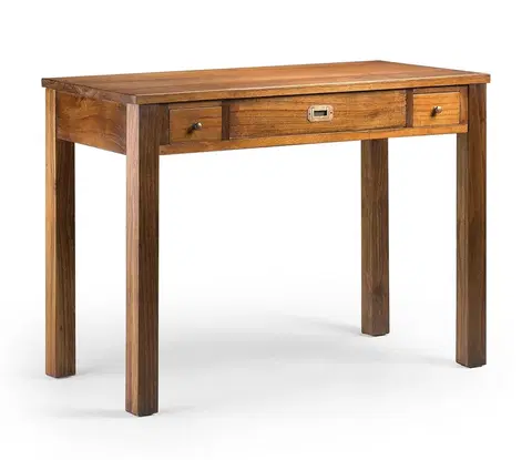 Stylové a luxusní pracovní a psací stoly Estila Masivní elegantní psací stolek Star ze dřeva Mindi se třemi zásuvkami 110cm