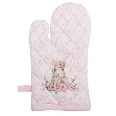 Chňapky Bavlněná dětská chňapka - rukavice s králíčkem Floral Easter Bunny - 12*21 cm Clayre & Eef FEB44K