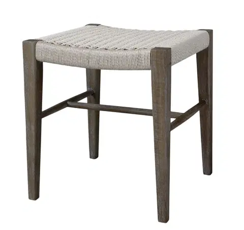 Židle Přírodní dřevěná lavice / stolička s výpletem Limoges Stool - 44*43*48cm  Chic Antique 41058100 (41581-00)