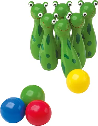 Dřevěné hračky Small foot  Kuželky žabky Frogs vícebarevné