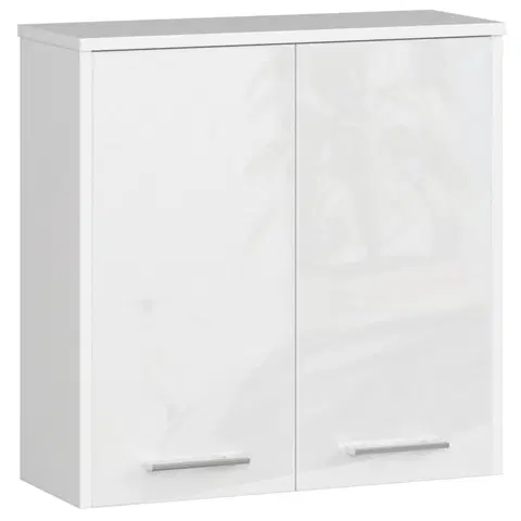 Koupelnový nábytek Ak furniture Závěsná koupelnová skříňka Fin 60 cm bílá lesk