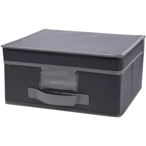 Úložné boxy Storagesolution Skládací textilní kontejner s víkem šedá barva 44x33x22 cm