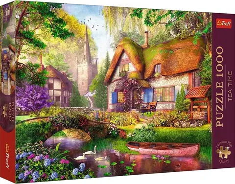 Hračky puzzle TREFL - Puzzle 1000 Premium Plus - Čajový čas: Lesní domek