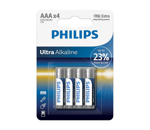 Baterie primární Philips Philips LR03E4B/10 - 4 ks Alkalická baterie AAA ULTRA ALKALINE 1,5V 
