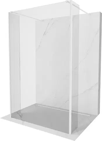 Sprchové zástěny MEXEN/S Kioto Sprchová zástěna WALK-IN volněstojící 125 x 30 x 30 cm, transparent, bílá 800-125-030-222-20-00-030