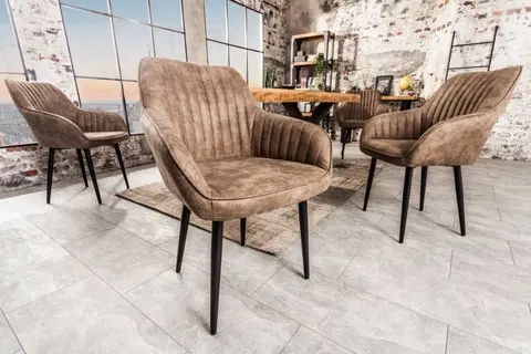 Luxusní jídelní židle Estila Designová židle Timeless Comfort šedohnědá