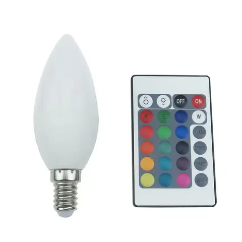 LED žárovky ACA Lighting LED SMD CANDLE E14 230V 4W IR RGB+3000K 120st. 300Lm Ra80 C37414RGBWN