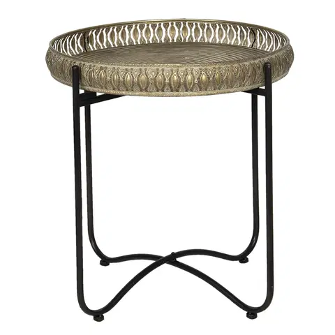 Konferenční stolky Retro kovový odkládací stolek s patinou - Ø 49*52 cm Clayre & Eef 6Y4031