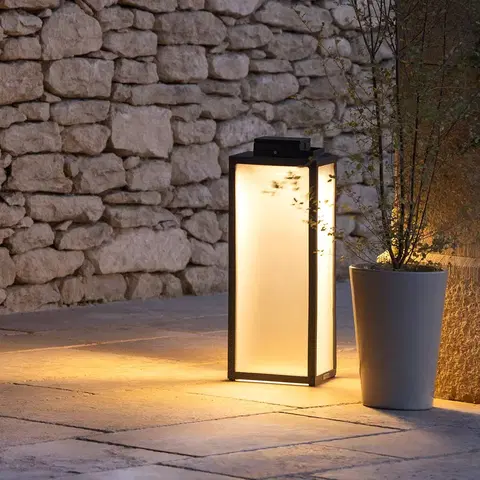Solární světla Les Jardins LED solární lucerna Tradition, antracit výška 65cm