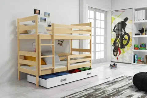 Postele BMS Dětská patrová postel ERYK | borovice Barva: Borovice / bílá, Rozměr: 160 x 80 cm