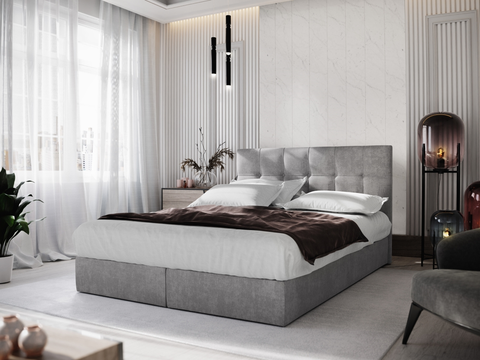 Postele Čalouněná postel GARETTI 180x200 cm, světle šedá