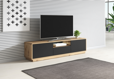 TV stolky ZACARRIA televizní stolek 180cm, dub taurus/černý supermat