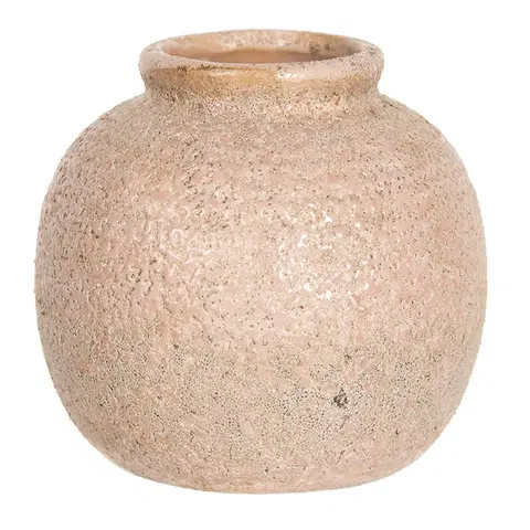 Dekorativní vázy Starorůžová váza s patinou - Ø 8*8 cm Clayre & Eef 6CE1214